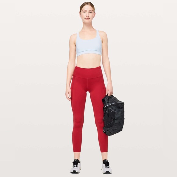 Lululemon Fast & Free 7/8 Tight II Non-Reflective Nulux 25" Dark Red W5BXQS SZ 4 - Picture 2 of 13